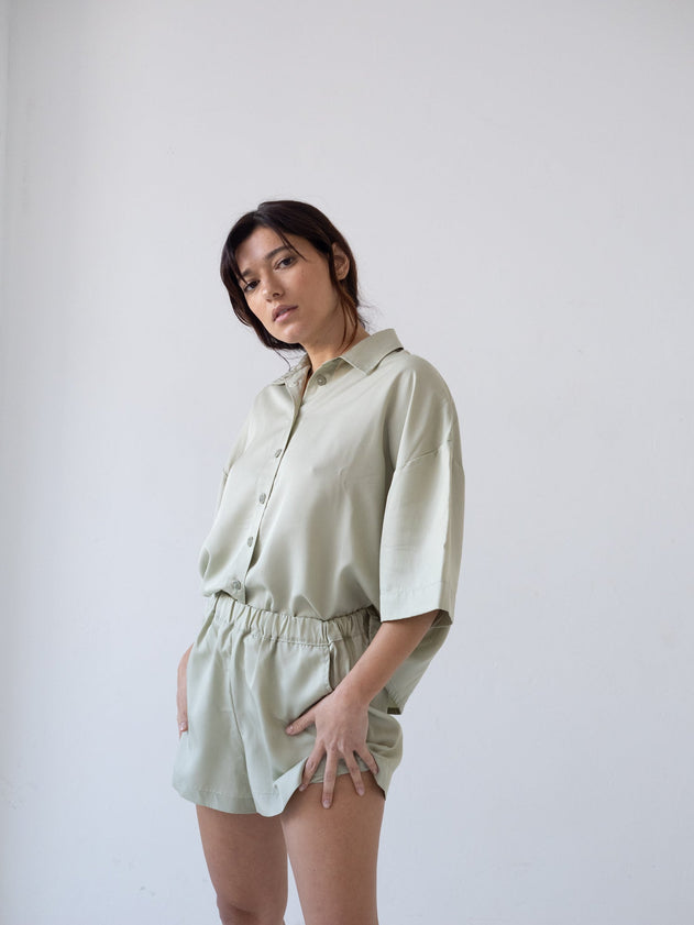 Hebe Tencel Shorts Green