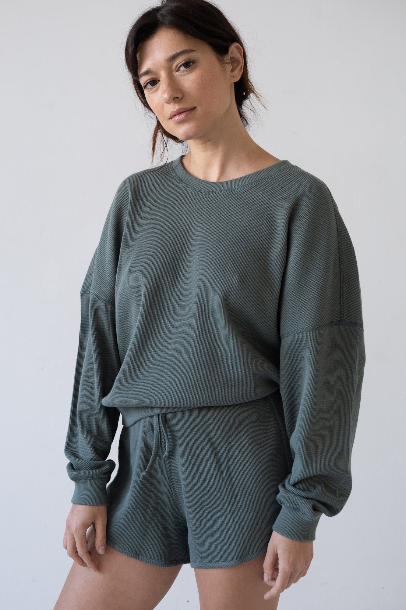 Helmut Oversized Waffle Sweatshirt Blue