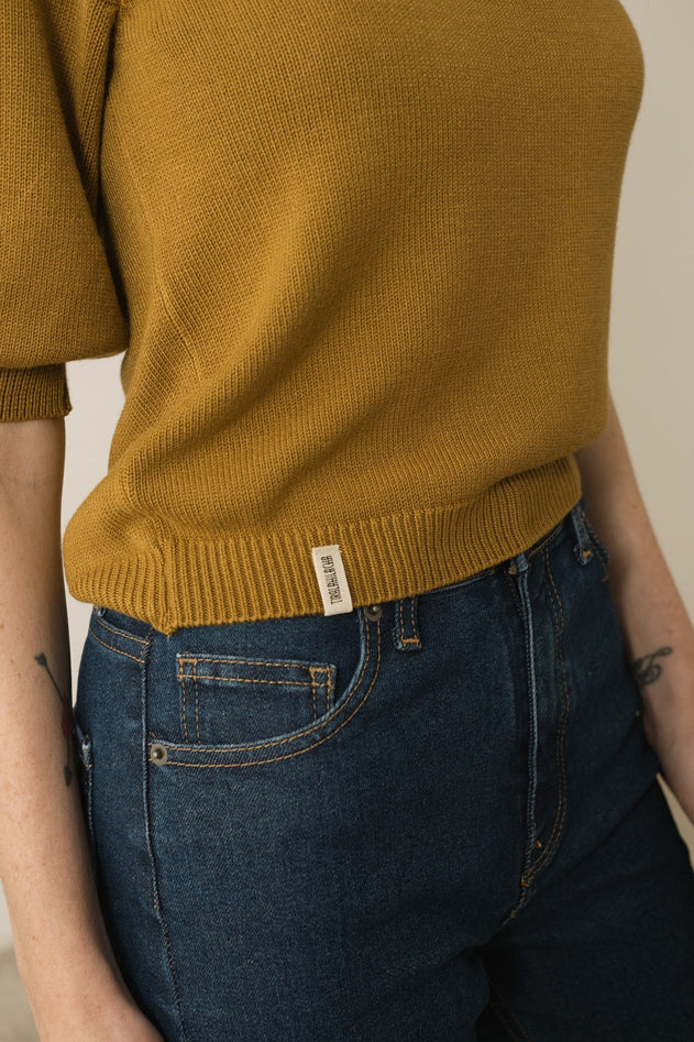 Haya Knitted Tencel Top In Mustard
