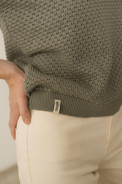 Hadara Short Sleeve Knitted Top Grayish Blue