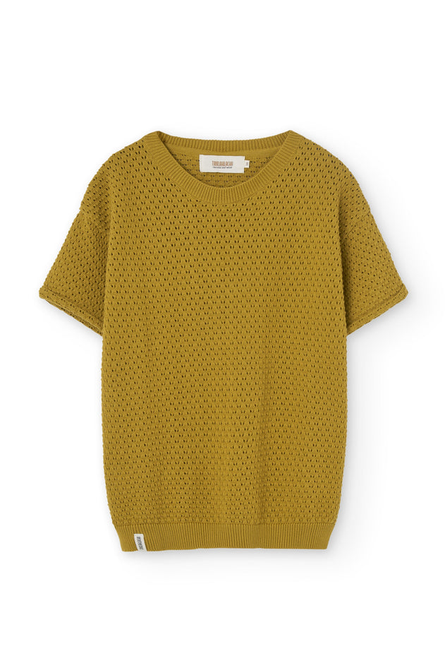 Hadara Short Sleeve Knitted Top Mustard