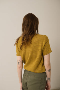 Hadara Short Sleeve Knitted Top Mustard