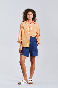 Hanako Embroidery Shirt Cantaloupe Orange