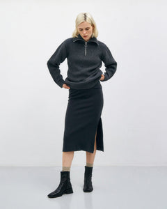 Heavy Knit Troyer Warm Anthracite