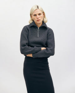Heavy Knit Troyer Warm Anthracite