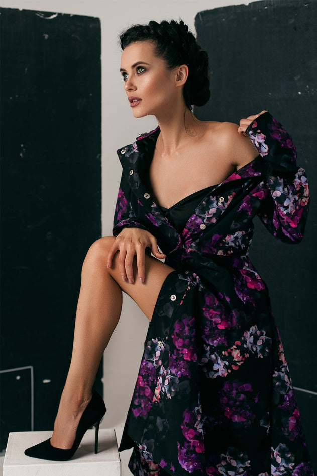 Fit and Flare Raincoat with A-Line Hem Black Hortense