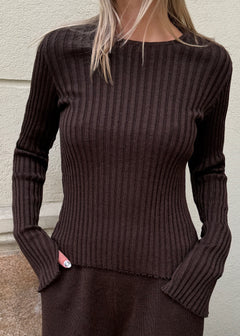 Brera Merino Long-Sleeve Top Chocolate