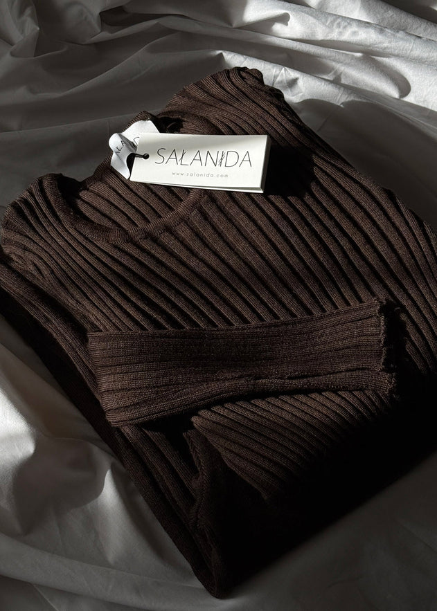 Brera Merino Long-Sleeve Top Chocolate