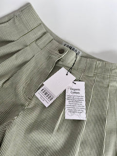 Lola Organic Cotton Trousers Green Stripe