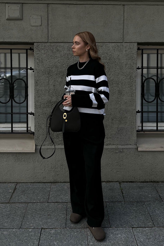 Marina Merino Jumper Black Striped
