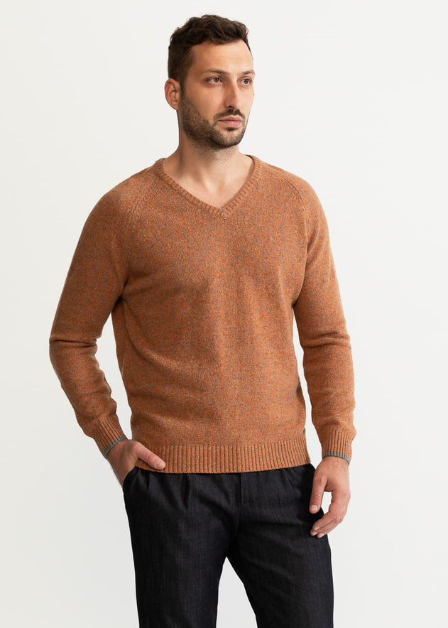 The Rodna Merino Wool V-Neck Jumper Cappuccino Beige