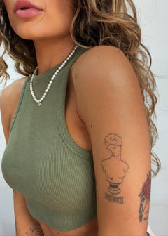 Ribbed Tank Top Beige
