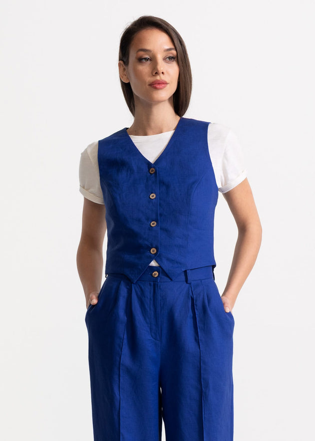 Women's Figa Linen Set Royal Blue