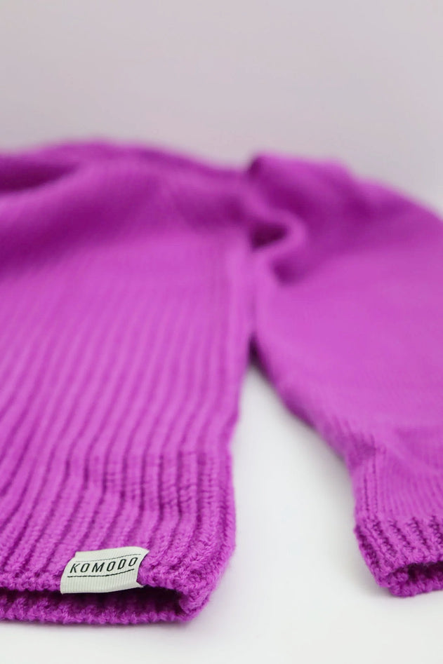 Komodo fuchsia pink merino wool jumper, back view