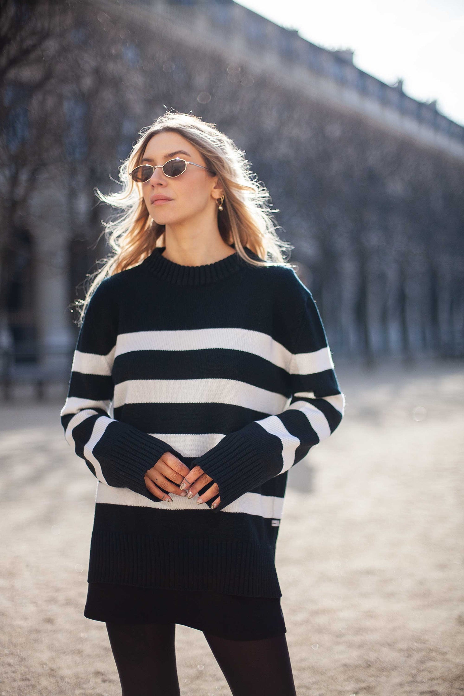 Marina Merino Jumper Black Striped