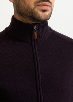 The Rodna 100% Wool Cardigan Eggplant Purple