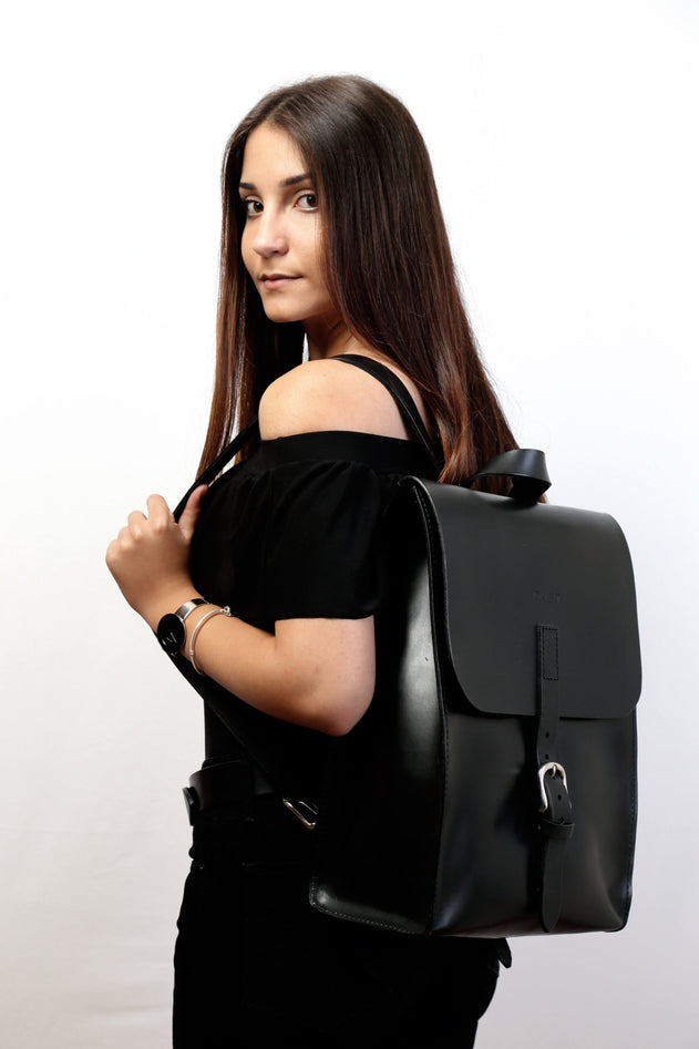 Leather Backpack Mod 120 Cuoio Black