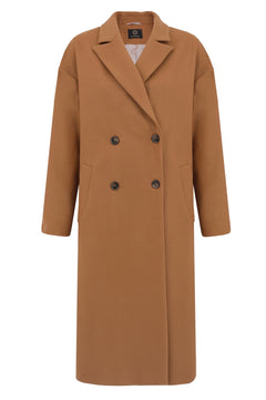 Wool Cashmere Coat Caramel Brown