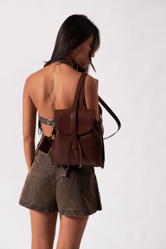 Leather Backpack Mod 130 Cuoio Dark Brown