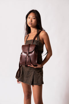 Leather Backpack Mod 130 Cuoio Dark Brown