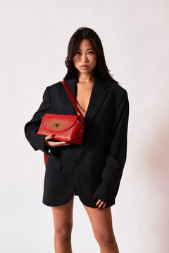 The Small Box Leather Bag Red