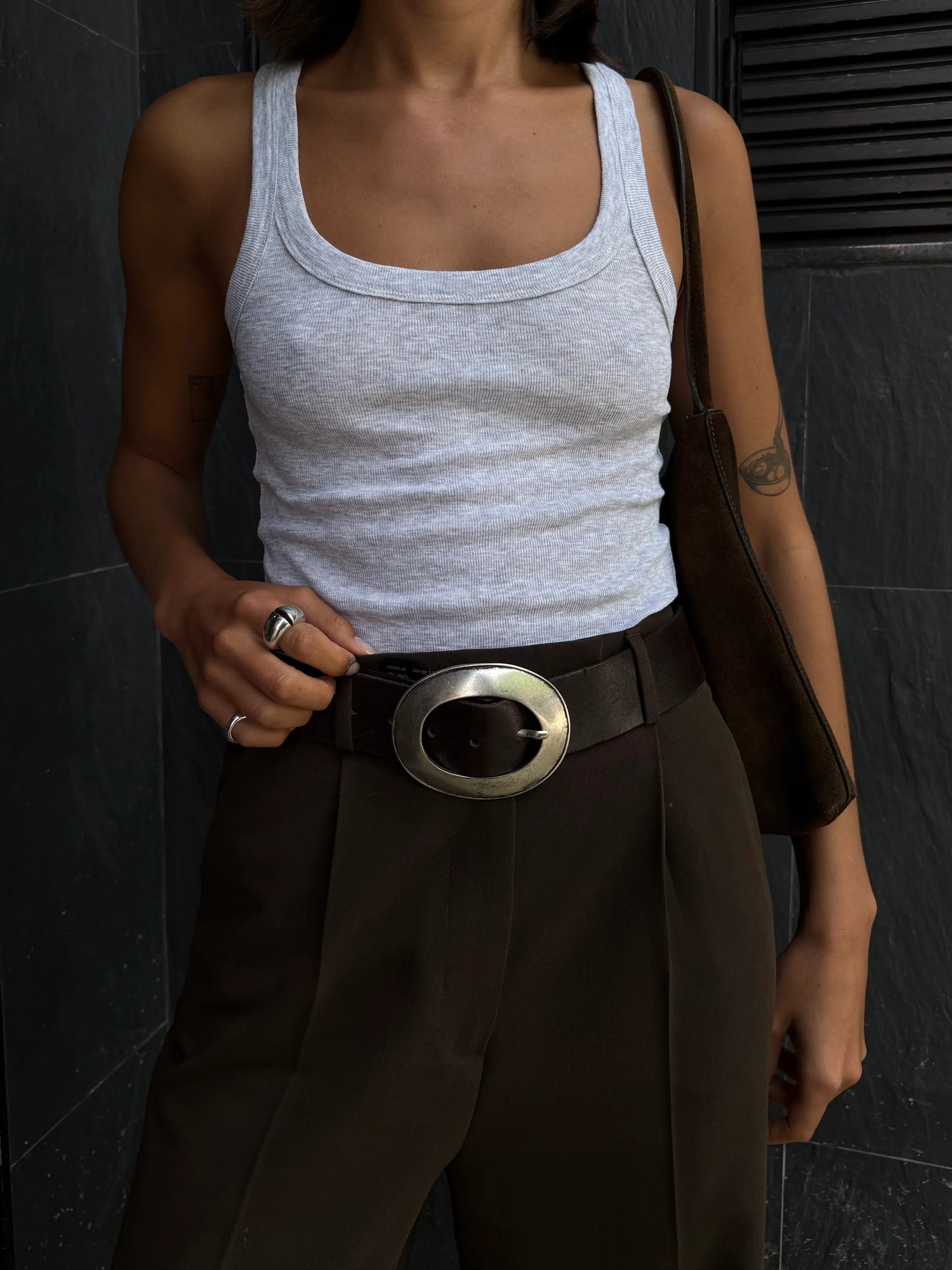 Jimmy Scoop-Neck Ribbed Tank Top Grey