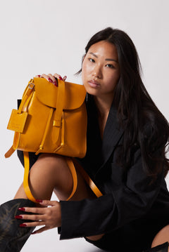 Leather Backpack Mod 130 Cuoio Yellow