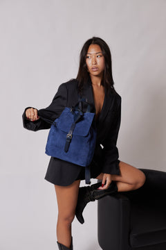 Leather Backpack Venice Collection Blue