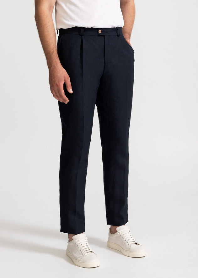 The Romana Linen Trousers Dark Blue