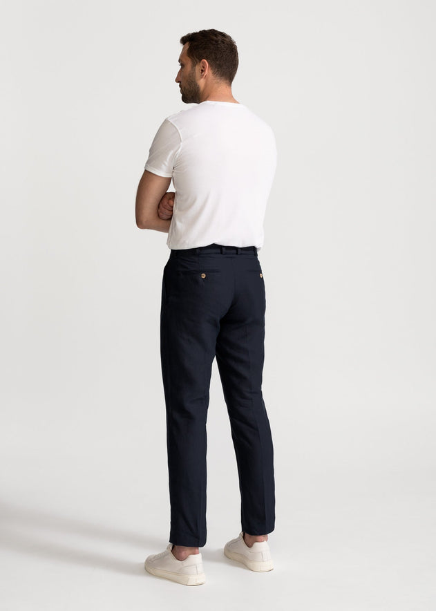 The Romana Linen Trousers Dark Blue