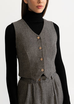 Women's Figa Wool Waistcoat  Chambray Grey