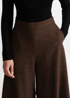 Women's Palazzo Wool Pants  Mocha Brown