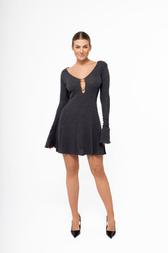 Chloe Deep Neckline Mini Dress Anthracite