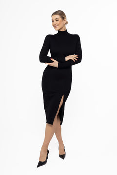 Laurell Elegant Knee-Length Dress Black