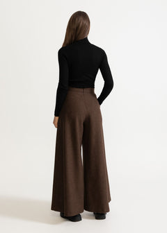 Women's Palazzo Wool Pants  Mocha Brown