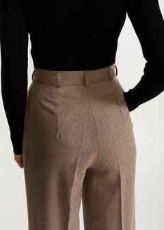 Women's Figa Herringbone Wool Bootcut Pants Mochaccino