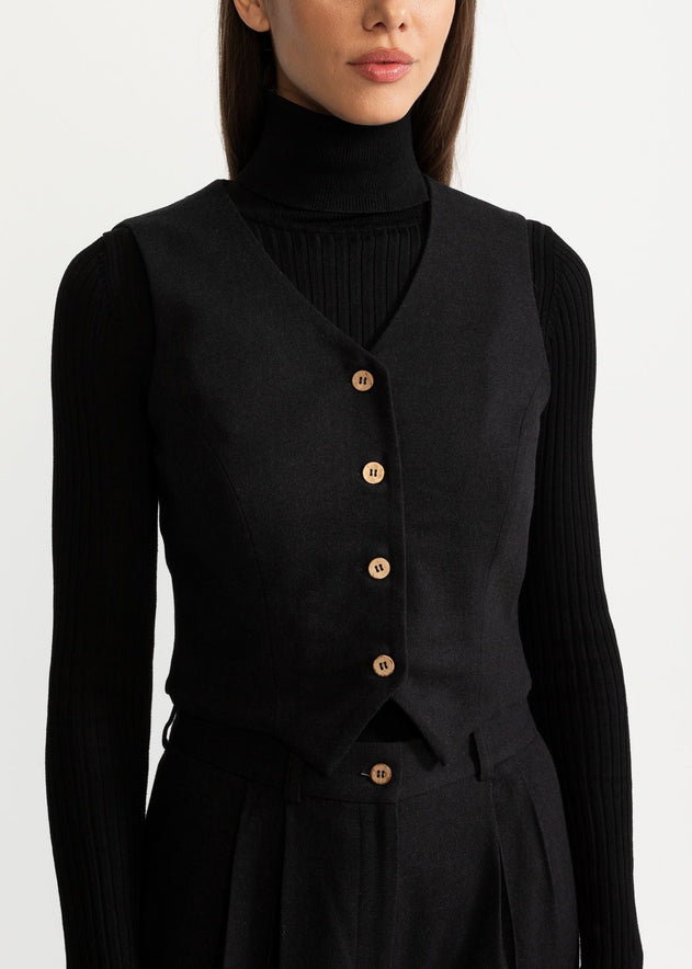 Women's Figa Wool Waistcoat  Black