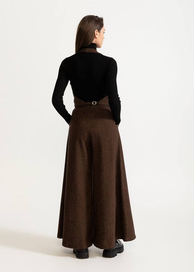 Women's Palazzo Wool Pants  Rustic Chestnut Brown