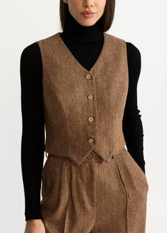 Women's Figa Wool Waistcoat  Whiskey Brown