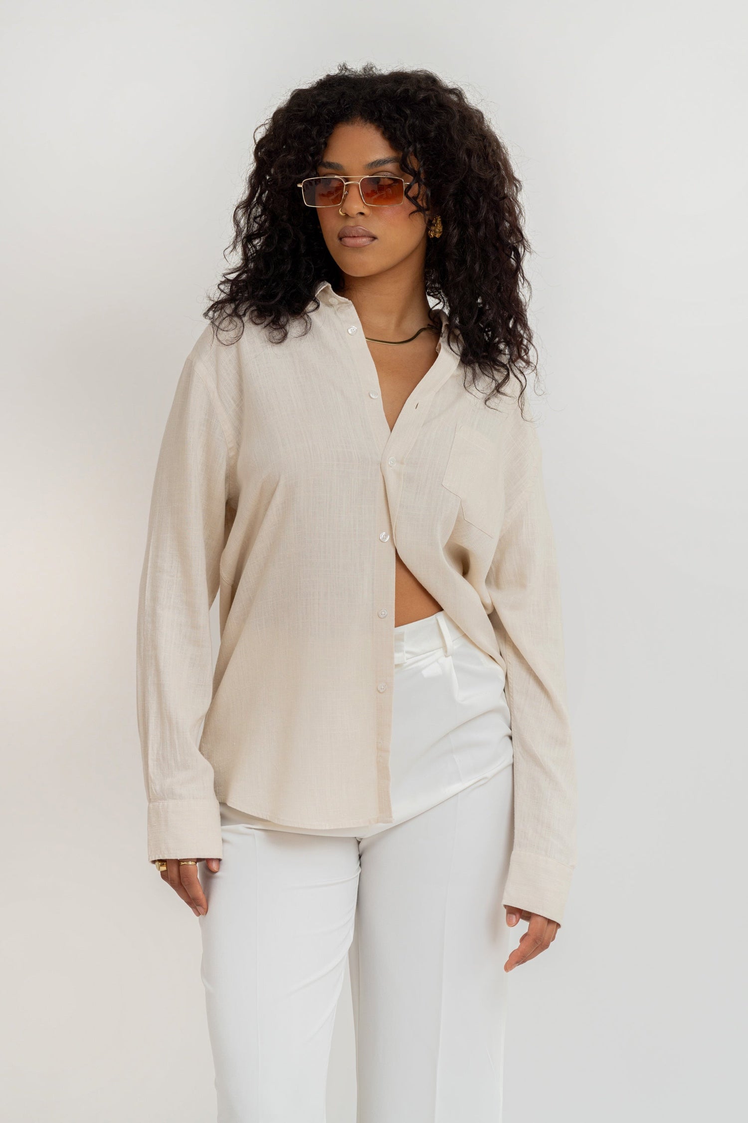 Miles Viscose Linen Shirt Beige