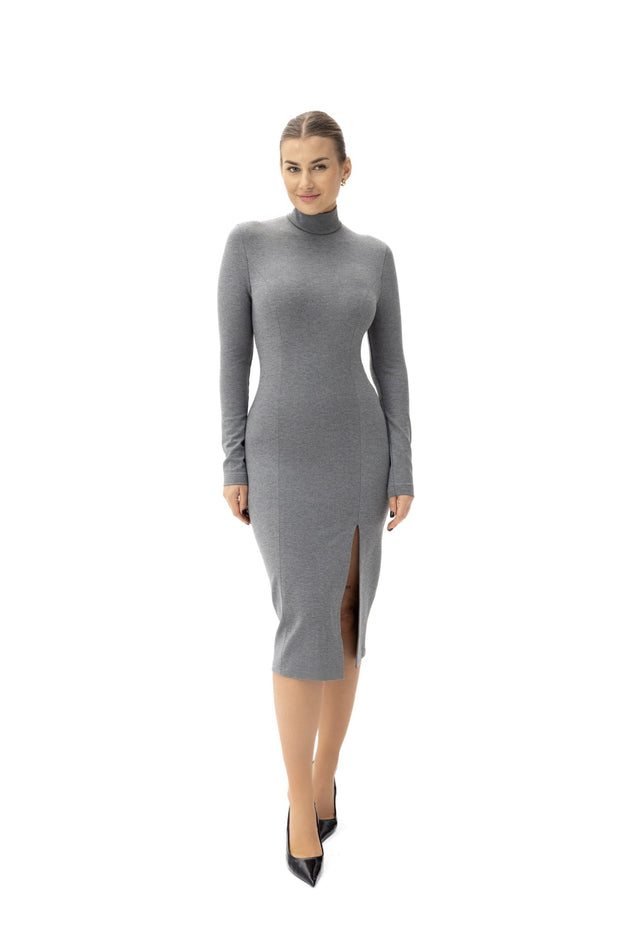 Laurell Elegant Knee-Length Dress Grey