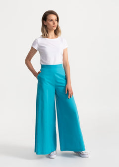 Women's Palazzo Cotton Pants Aqua