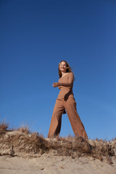 Brera Ribbed Long-Sleeve Top Caramel