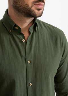 The Godeanu Linen Shirt Forest Green