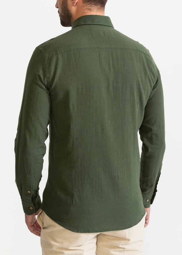 The Godeanu Linen Shirt Forest Green