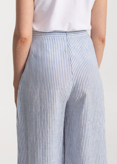 Women's Palazzo Linen Pants Blue Stripes
