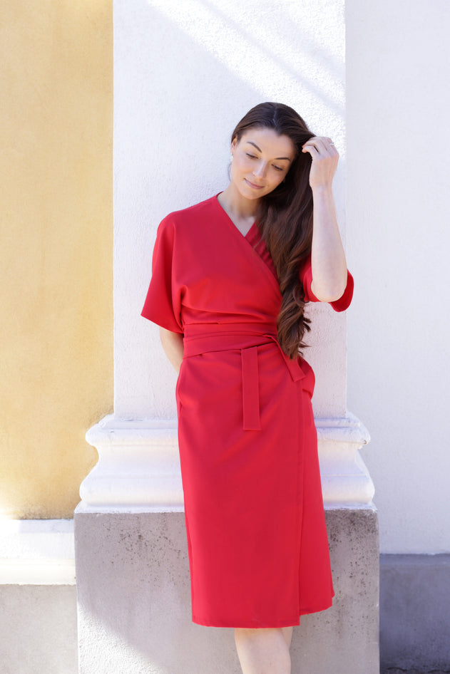 Jade Wrap Dress Red