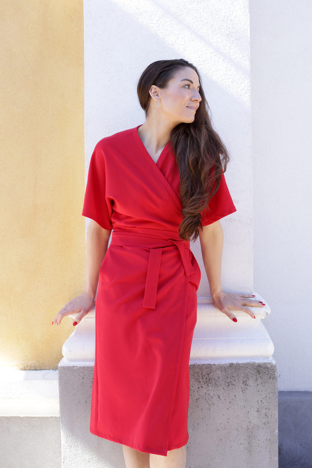 Jade Wrap Dress Red