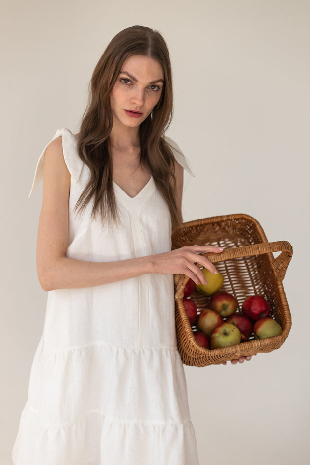 Enteliér Linen Tied Dress Ecru