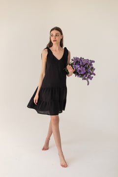 Enteliér Linen Tied Dress Black